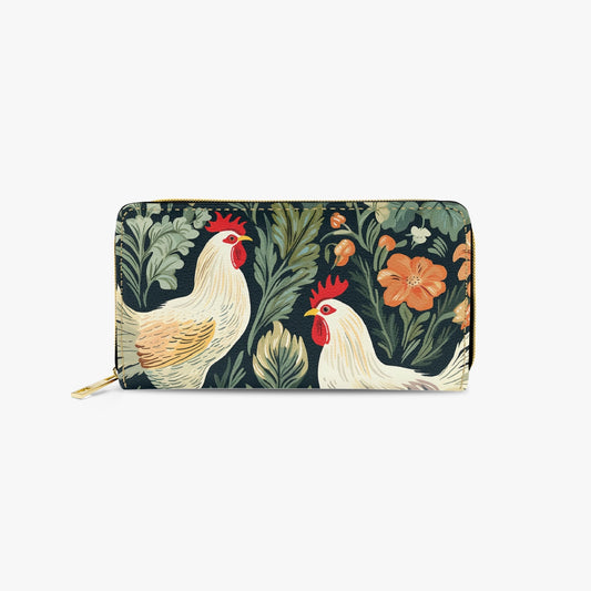 Long Type Zipper Purse - Chickens/Roosters