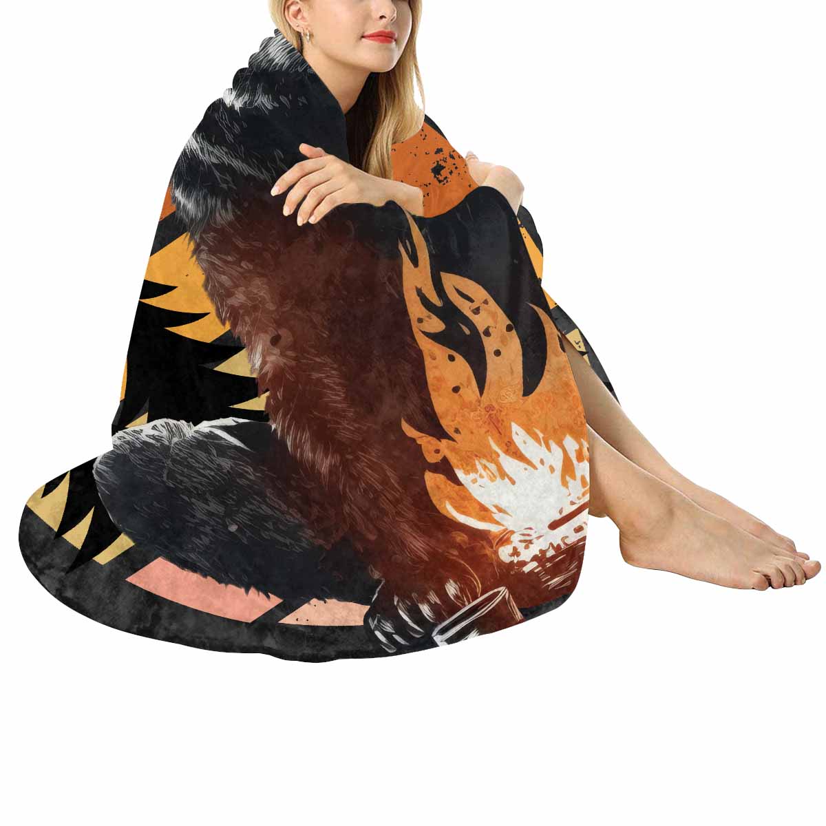 Camping_Awd35156  Circular Micro Fleece Blanket 47"