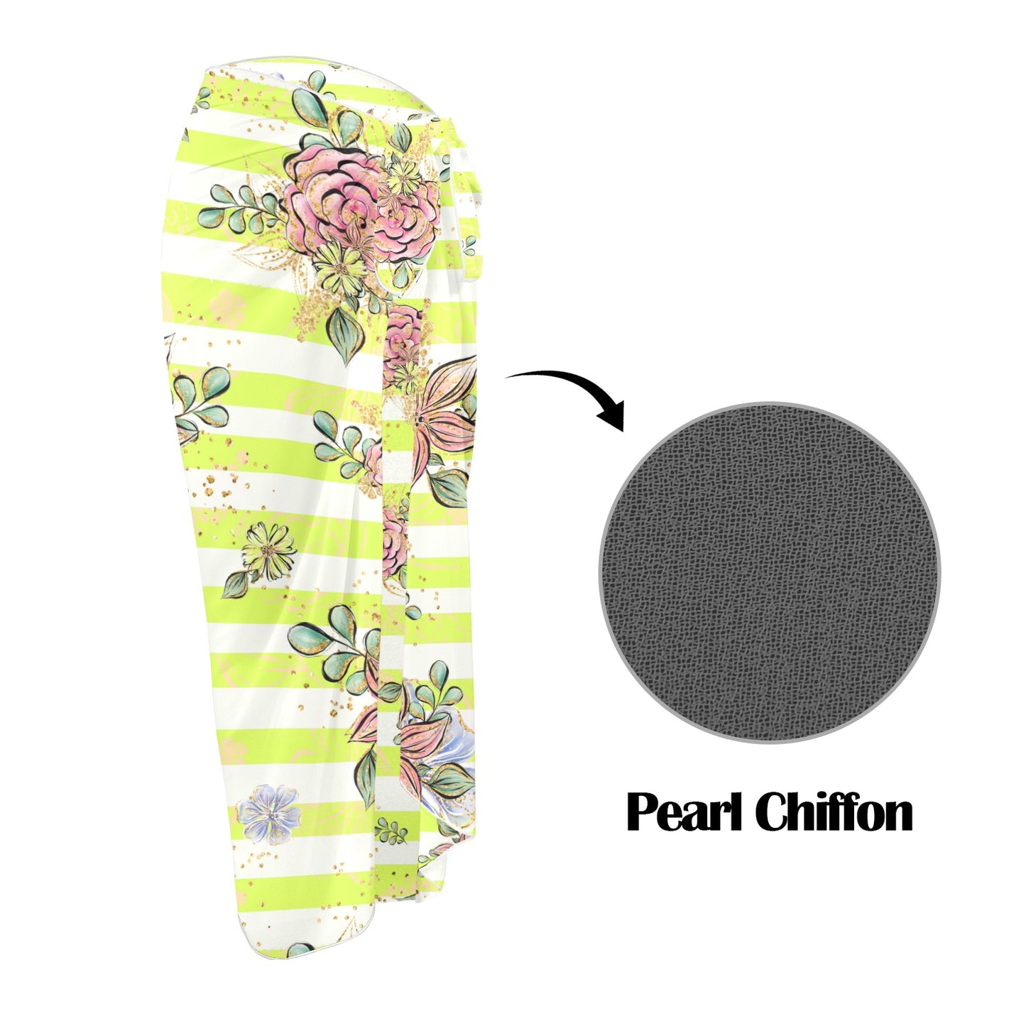 Floral Yellow Stripe Long Beach Sarong Wrap