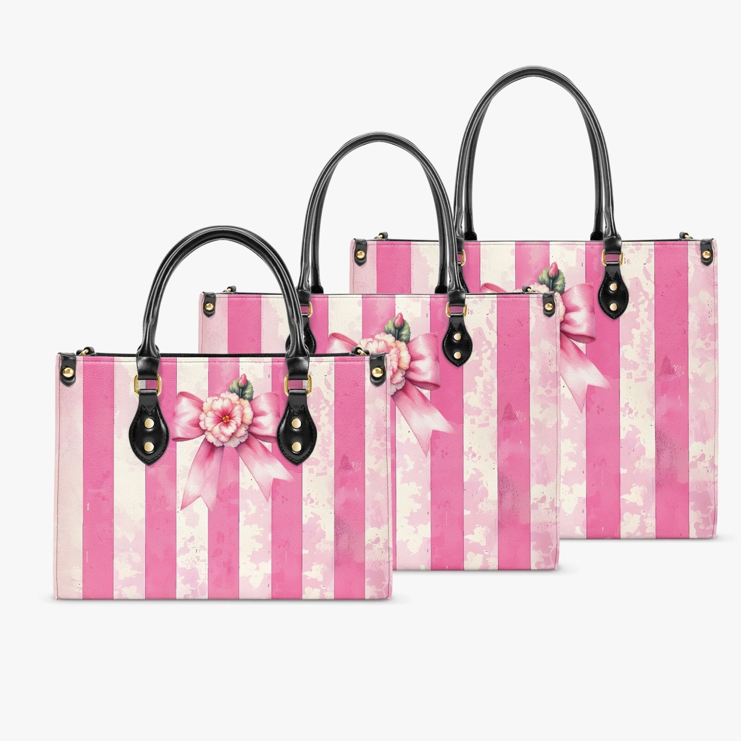 Women's Tote Bag - Rockabilly - Pink Candy Stripe