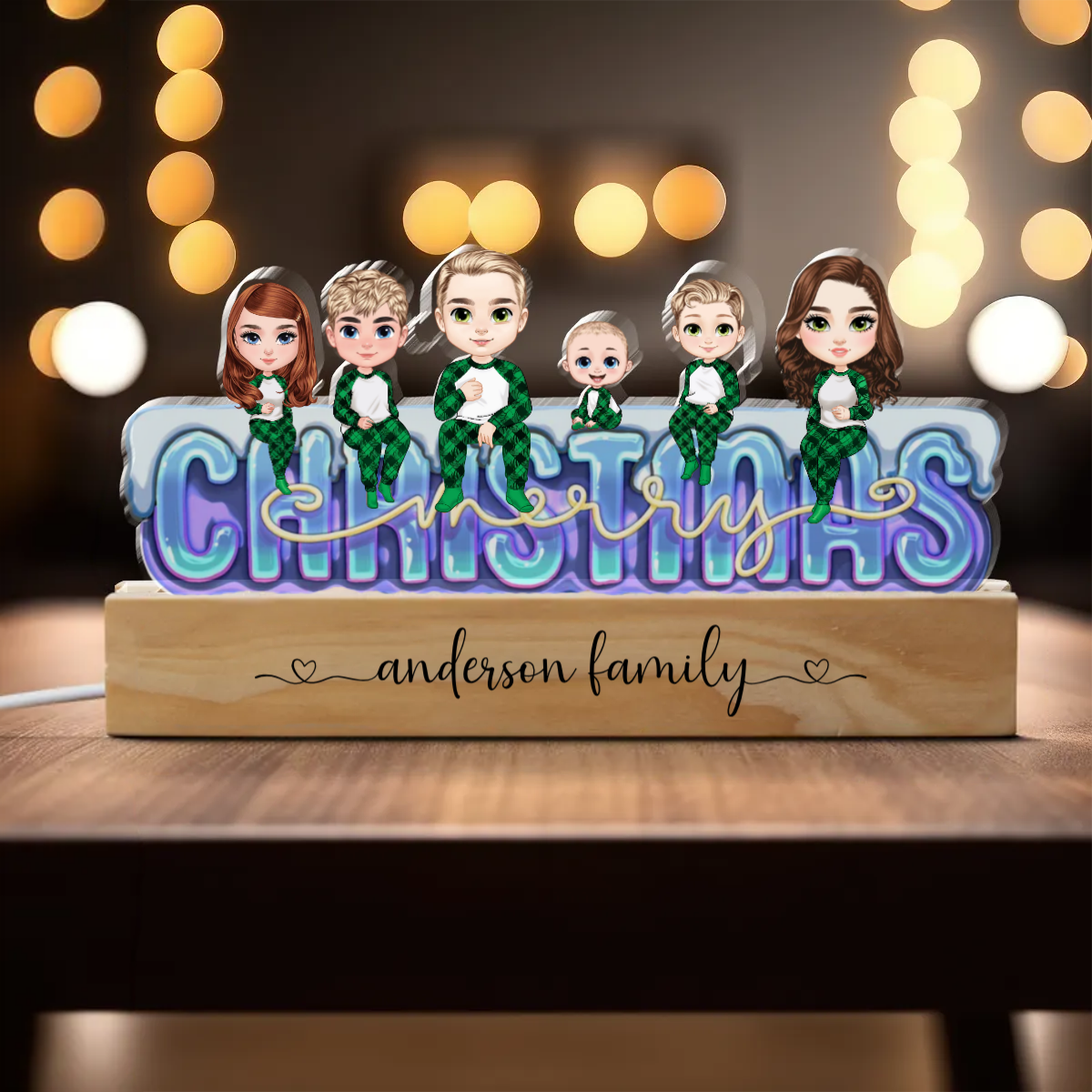 Personalised Family Christmas Night Light