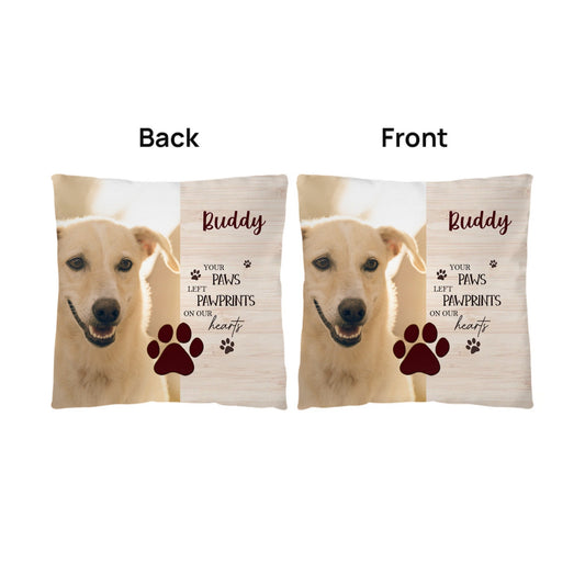 Memorial Pet, Your Paws Left Pawprints on our Hearts Classic Pillow with Insert