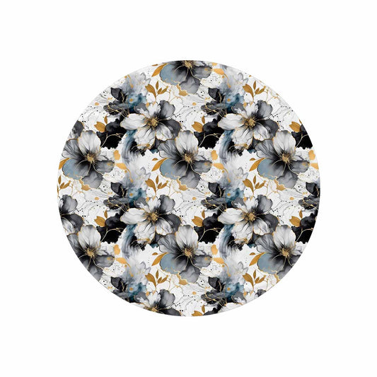 Black White and Gold  Circular Micro Fleece Blanket 60"