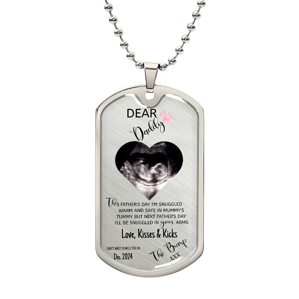 Dog Tag Personalised Dear Daddy Can't Wait to Meet you Pendant