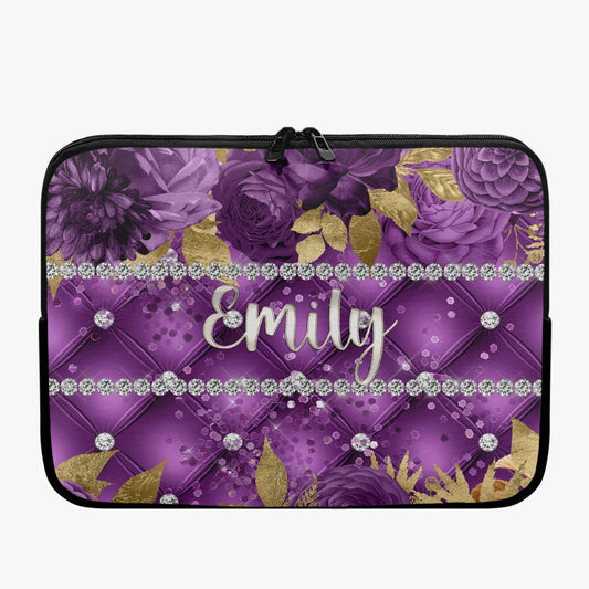 Laptop Sleeve - without handles - Purple Floral - Personalised