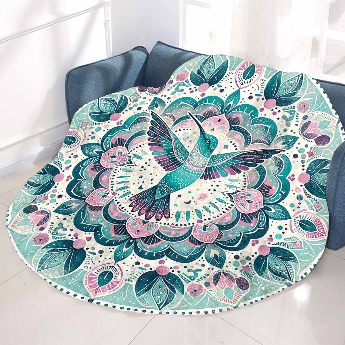 Mandella_Bird_Awd35143  Circular Micro Fleece Blanket 60"