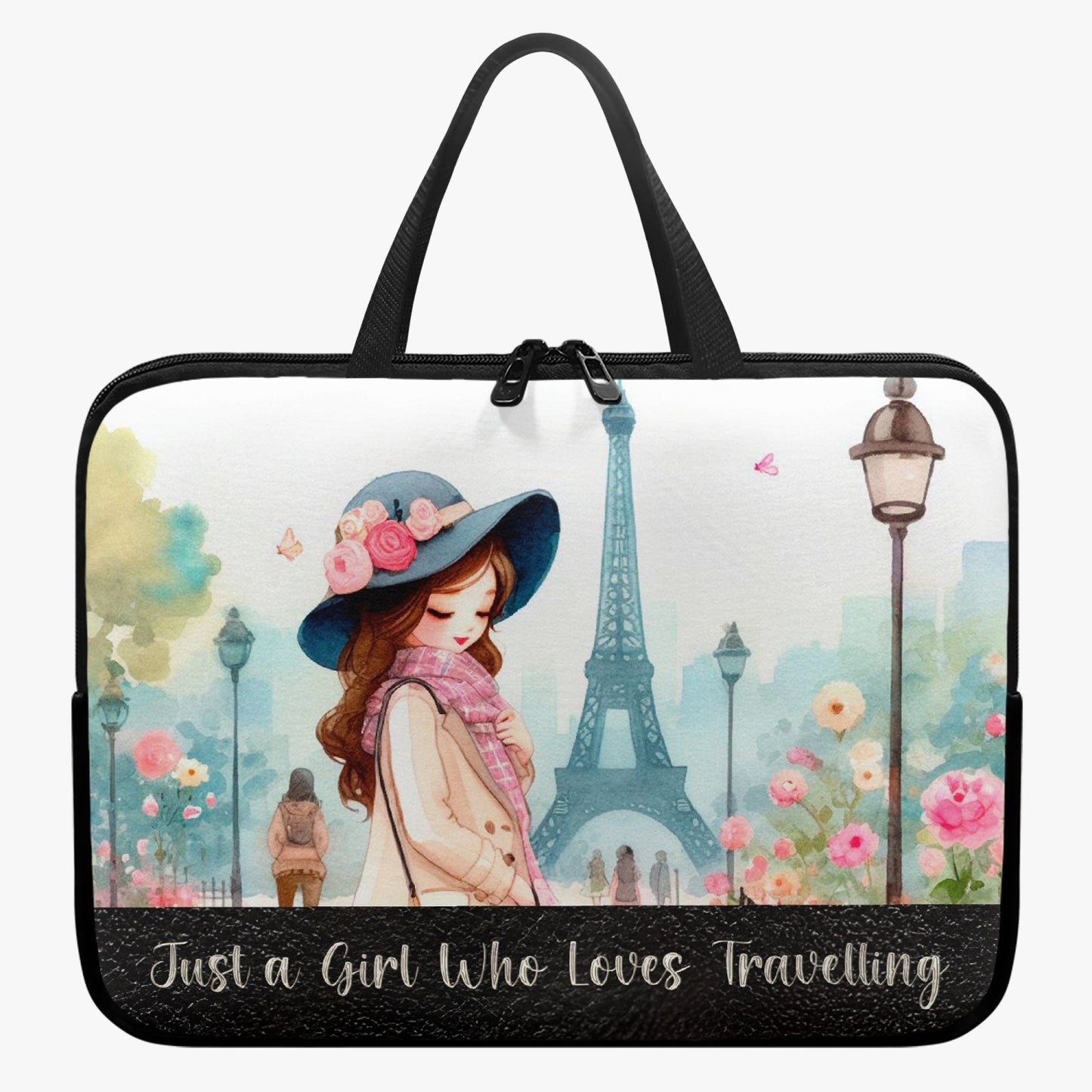 Laptop Sleeve with handles - Just a Girl Who Loves Travelling