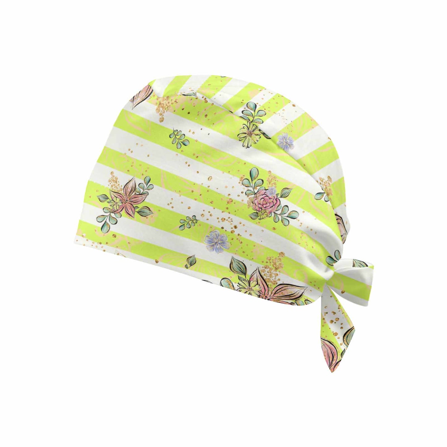 Nurse Scrub Cap Candy Stripe Floral  Scrub Cap