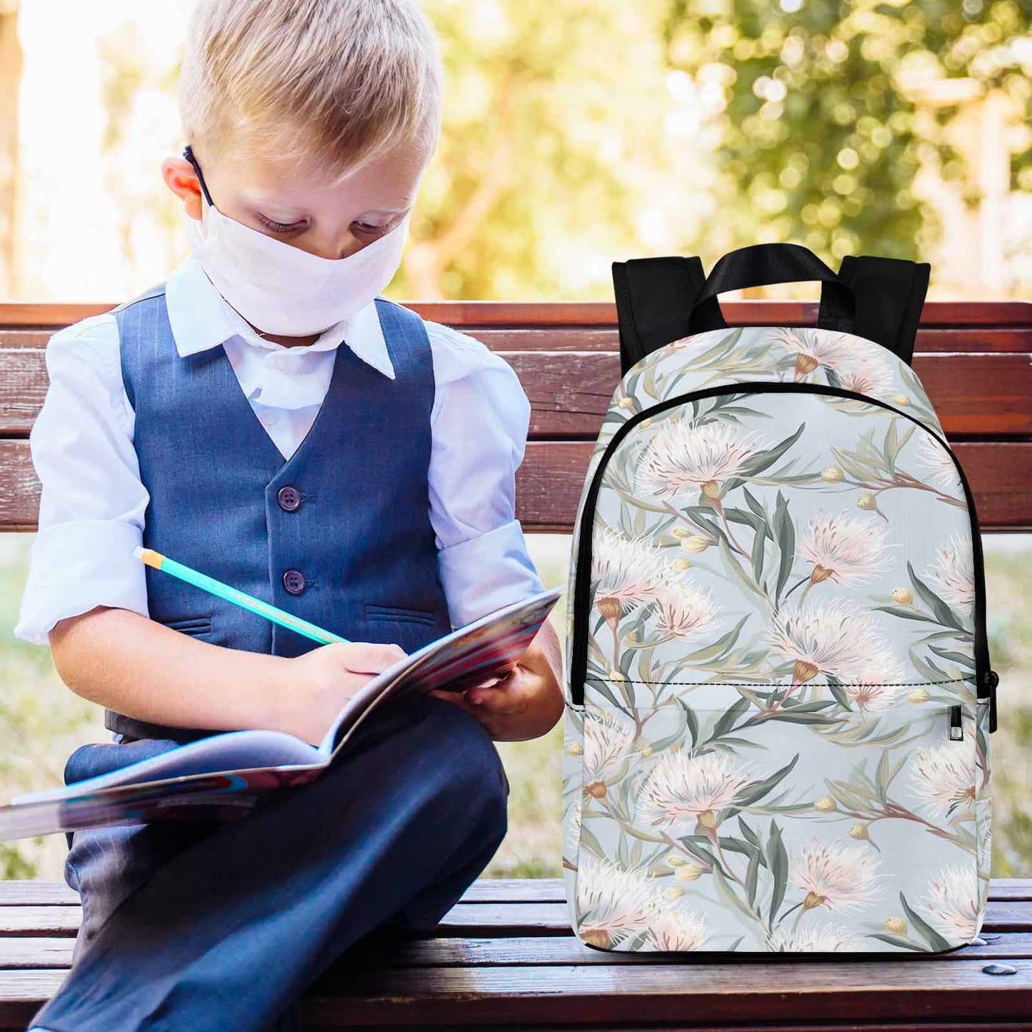 Australian Floral Blue Adult Casual Backpack