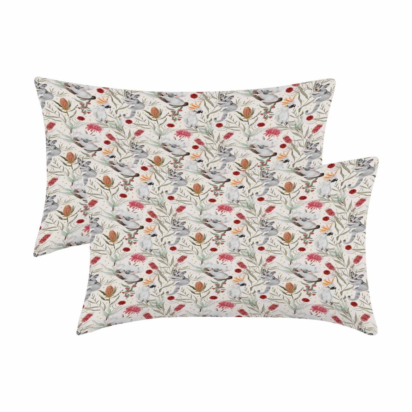 Australian Animals, Koala Cockatoo and Sugar Glider  Peach Skin Pillowcase 20"x12" (One Side Printing)(2 Pack)