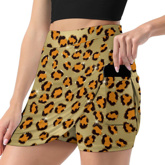 Animal Print A-Line Skirt with Pocket Light proof trouser skirt