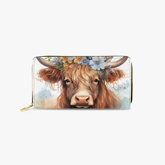 Long Type Zipper Purse - Highlander Cow