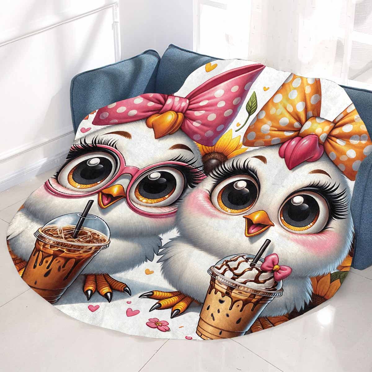 Chickens_Awd35179  Circular Micro Fleece Blanket 47"