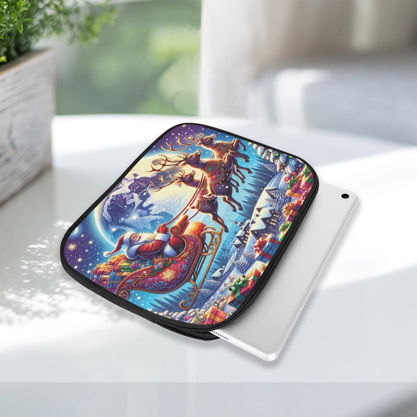 Tablet Sleeve - Christmas, Santa and Reindeer, awd-231