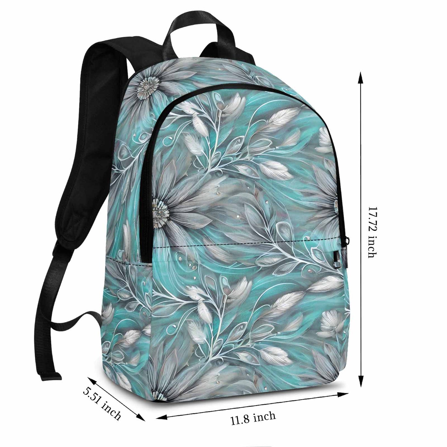 Green Elegant Floral Adult Casual Backpack