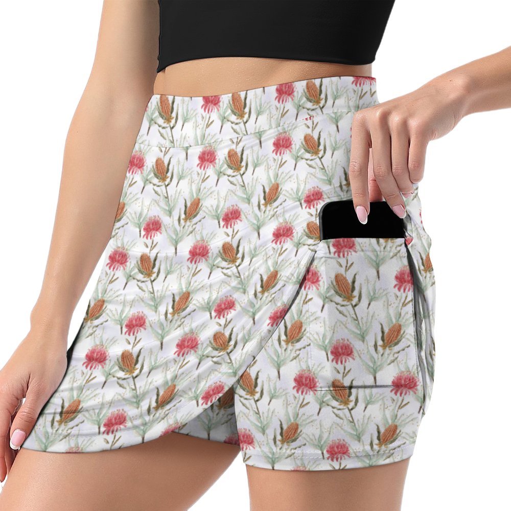 Australian Floral A-Line Skirt with Pocket Light proof trouser skirt