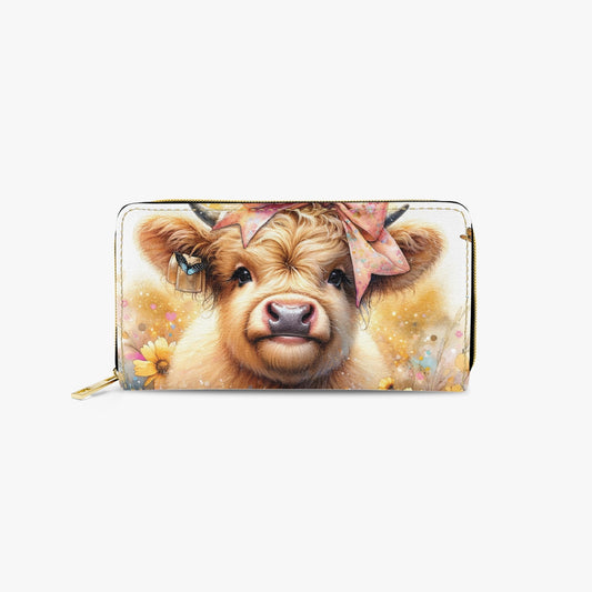 Long Type Zipper Purse - Highland Cow