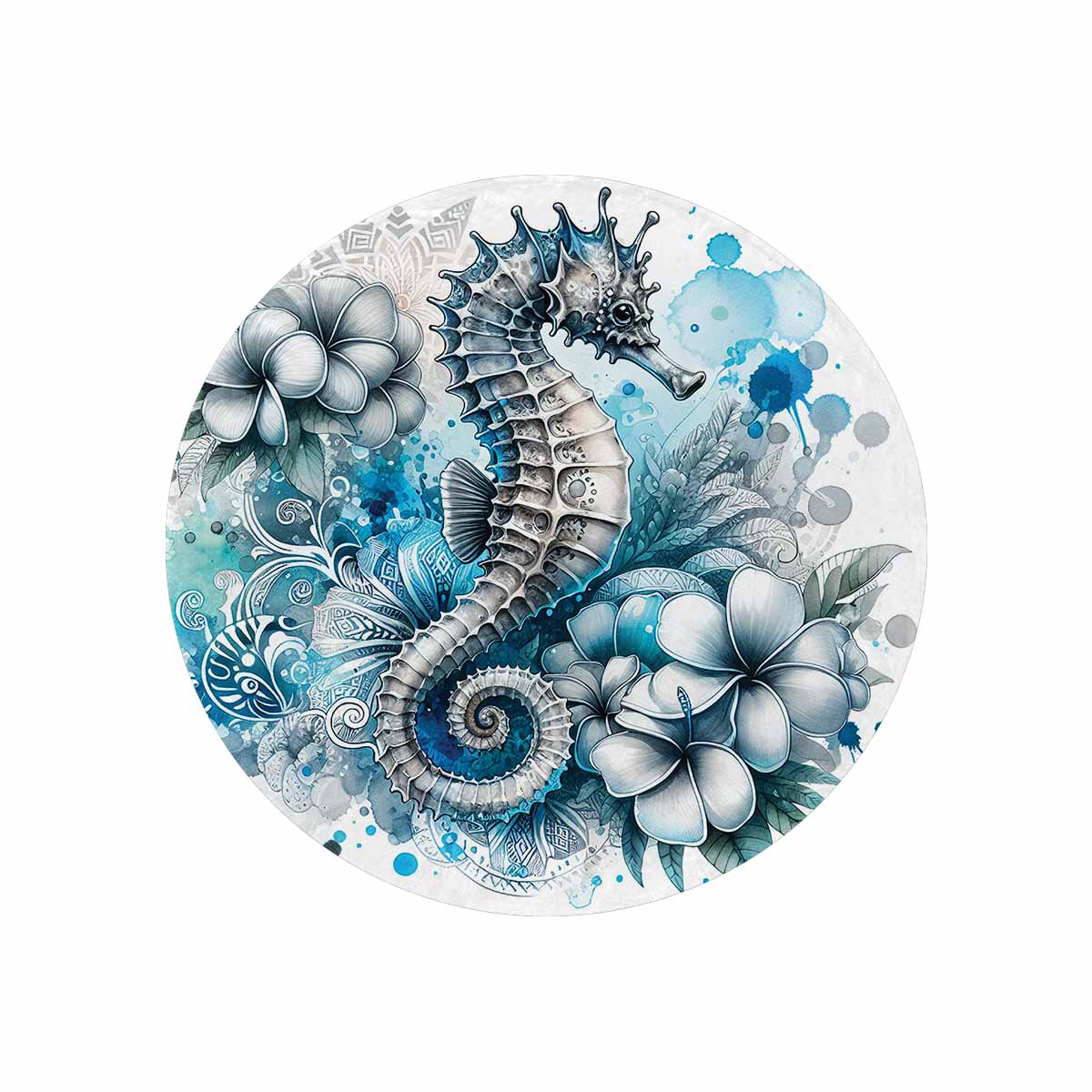 Sea_Animals_Seahorse_Awd351103  Circular Micro Fleece Blanket 47"