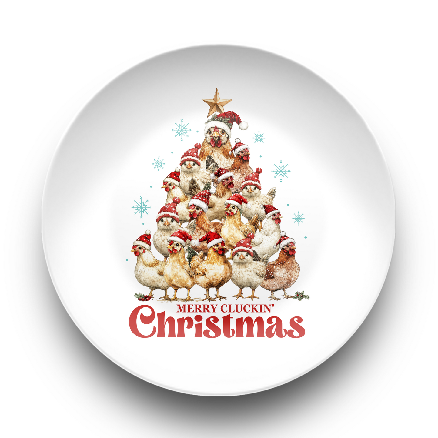 Merry Cluckin' Christmas Personalised Plate