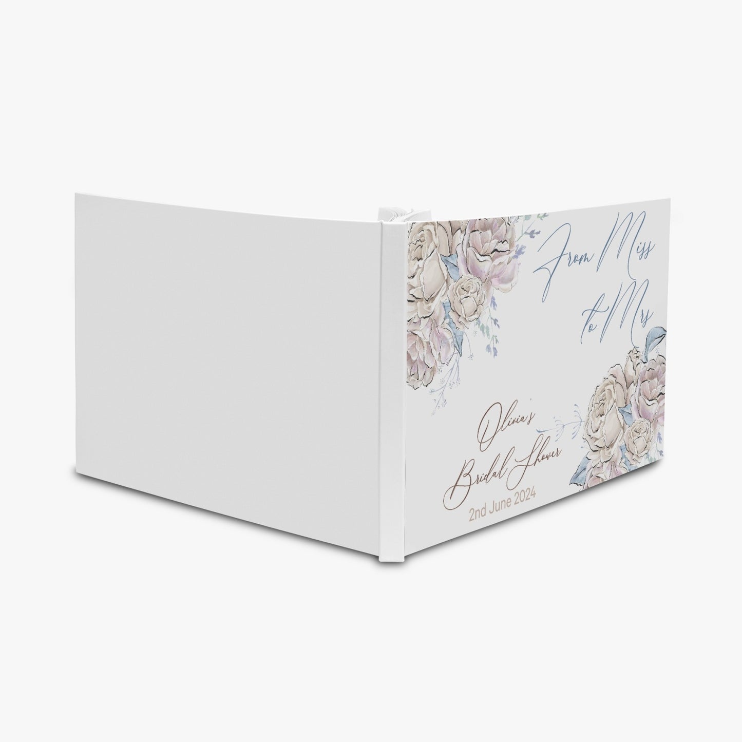 Rectangle Bridal Shower Guest Book, Romance Floral, From Miss to Mrs, Personalised