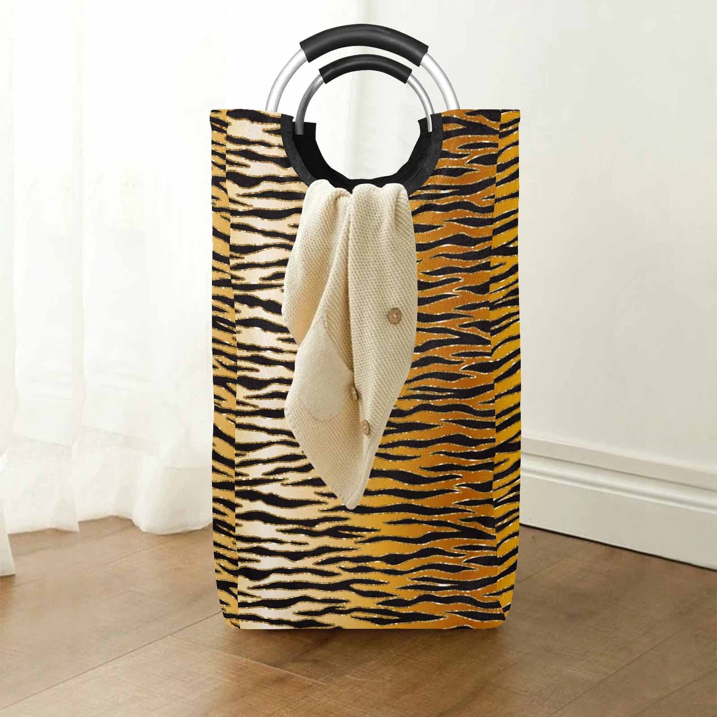 Glitter Gold Animal Print  Square Laundry Basket