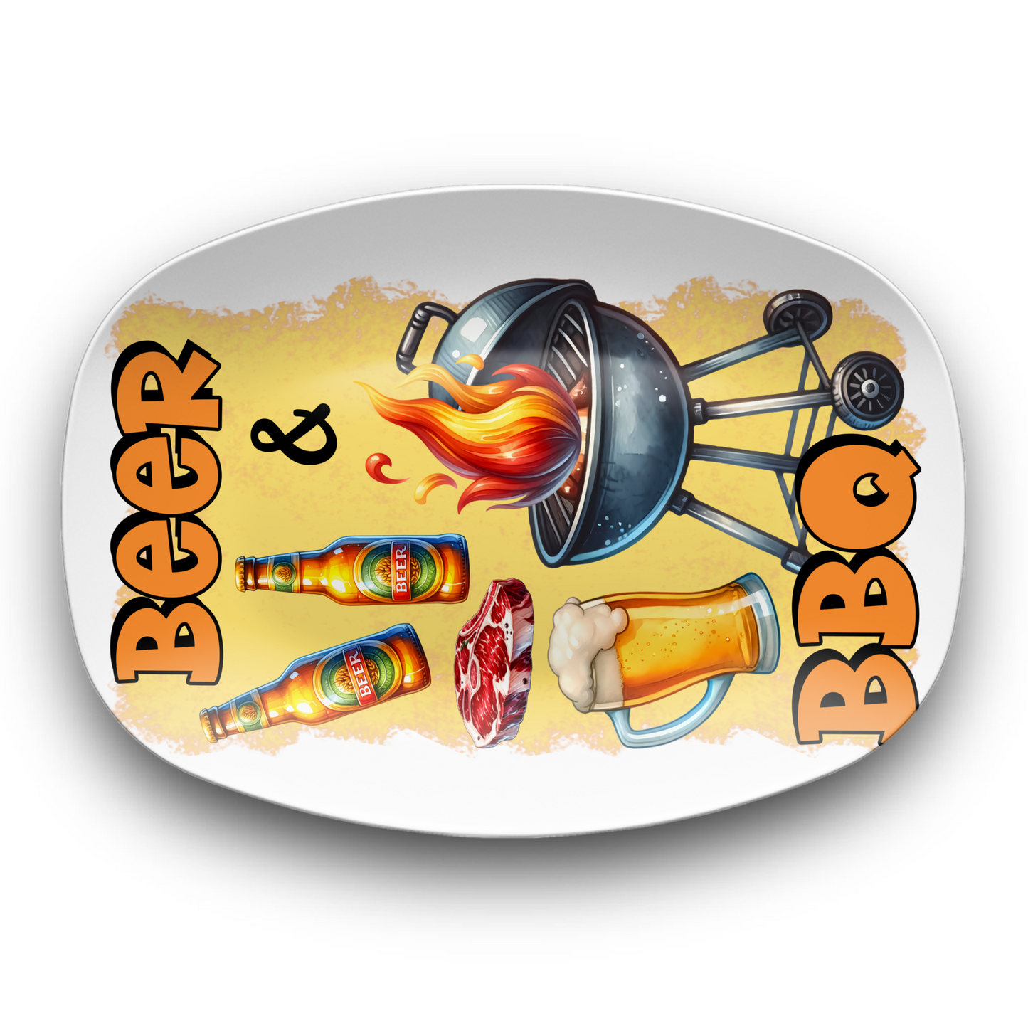 Beer & BBQ Flame 10"x14" Platter