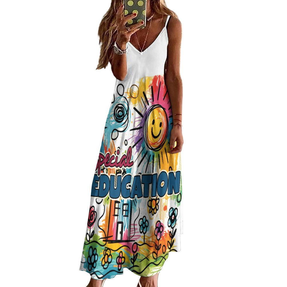 Teacher Special Education Spaghetti Strap Ankle-Length Dress Long dress