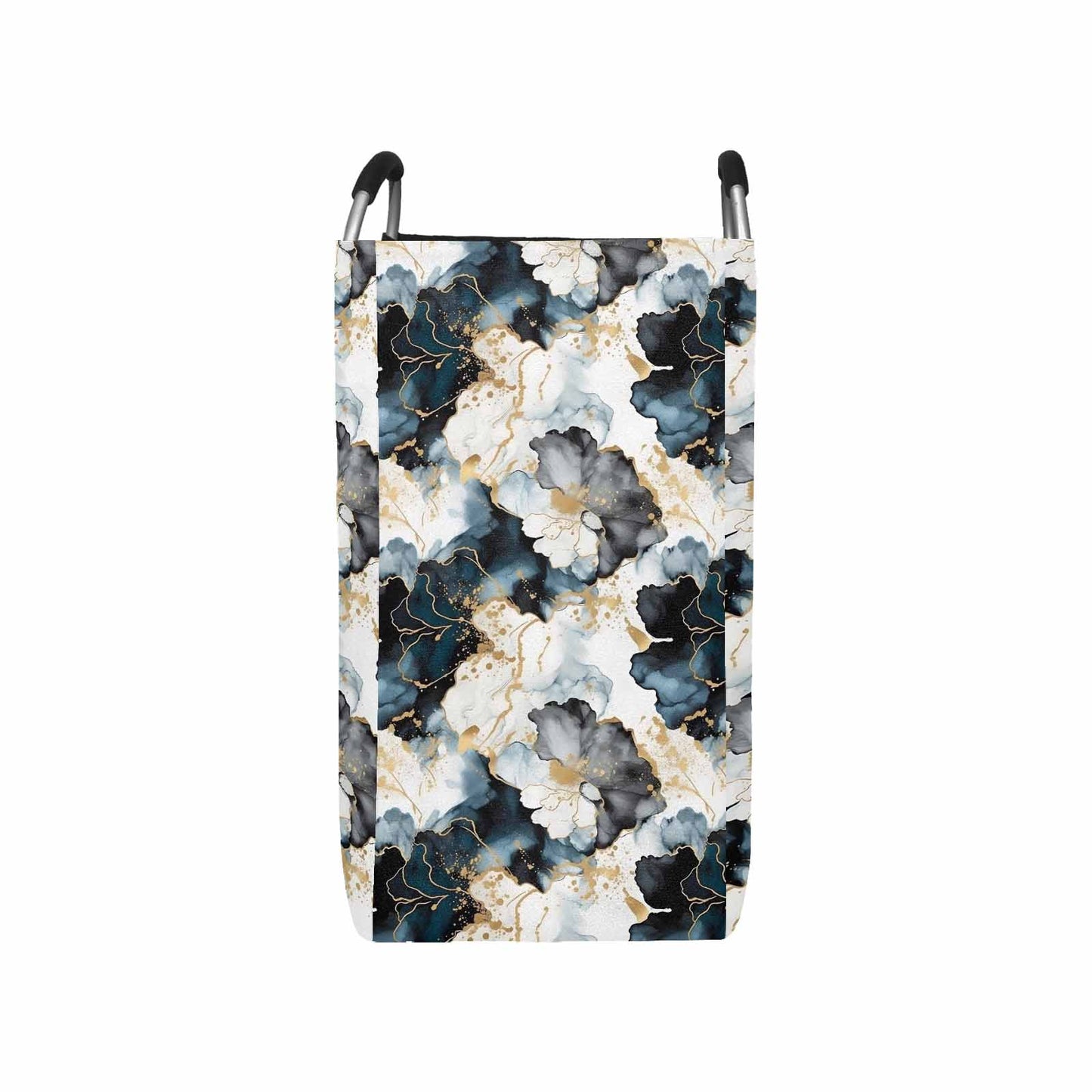 Black Ink Floral  Square Laundry Basket