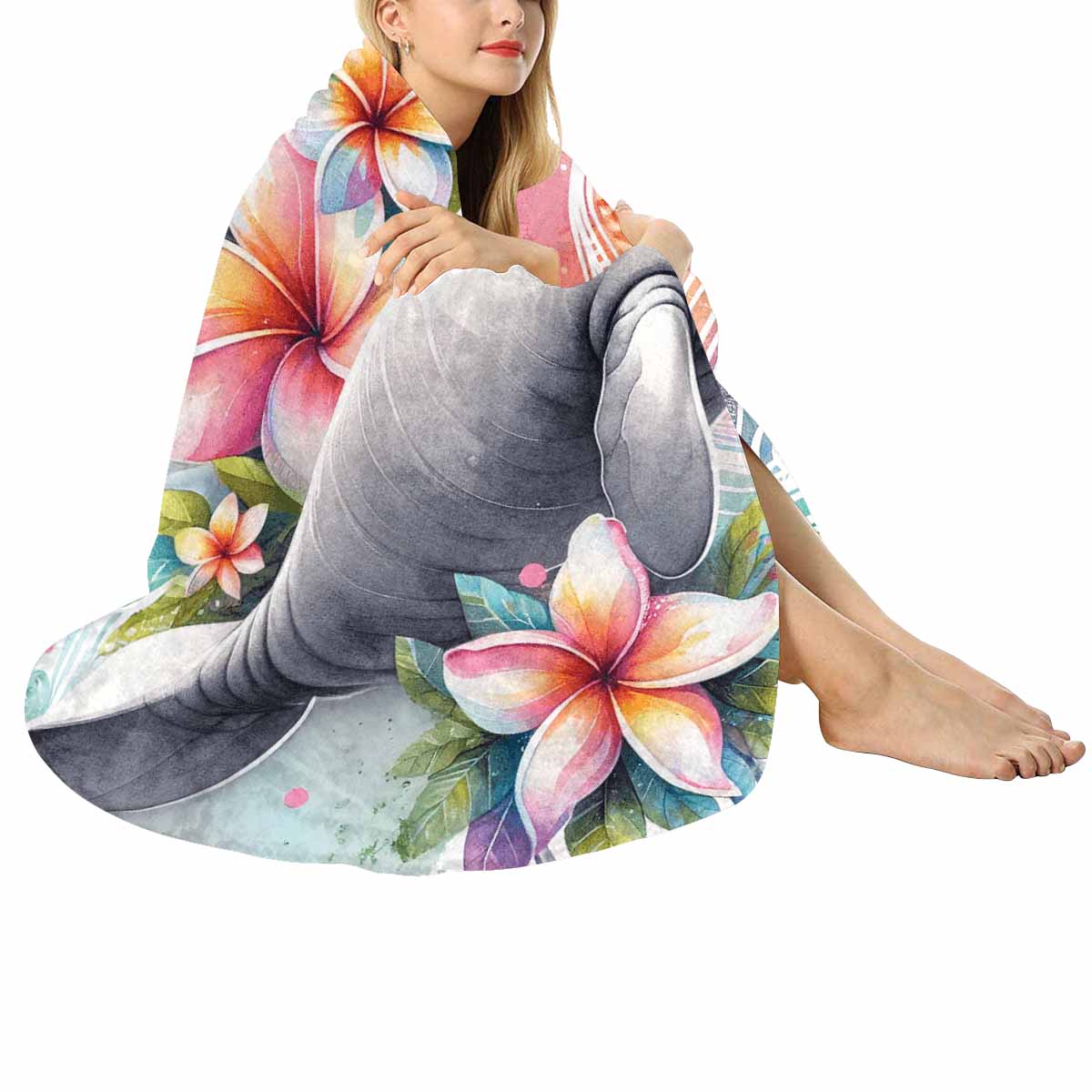 Sea_Animals_Dugong_Awd351102  Circular Micro Fleece Blanket 60"