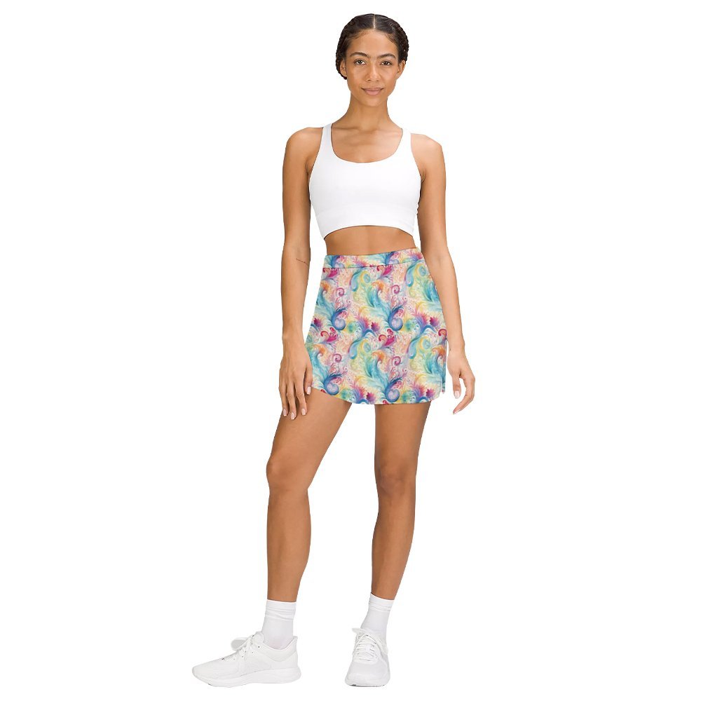 Pastel Rainbow Paisley A-Line Skirt with Pocket Light proof trouser skirt