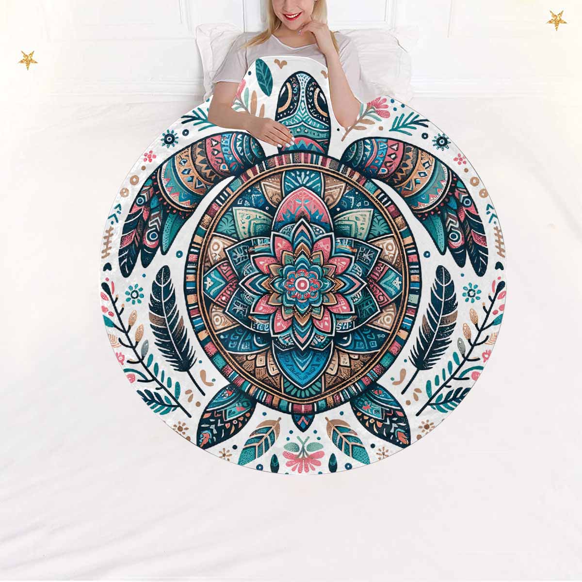 Mandella_Turtle_Awd35150  Circular Micro Fleece Blanket 60"