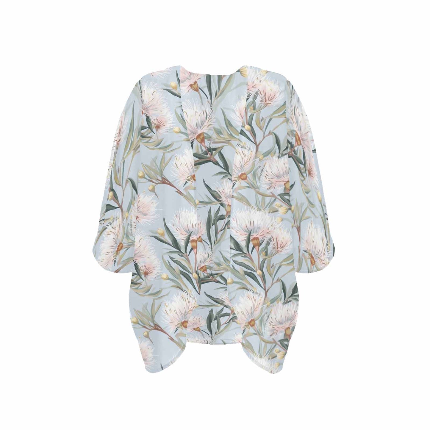 Australian Floral Blue  GP Women's Kimono Chiffon Cover Up