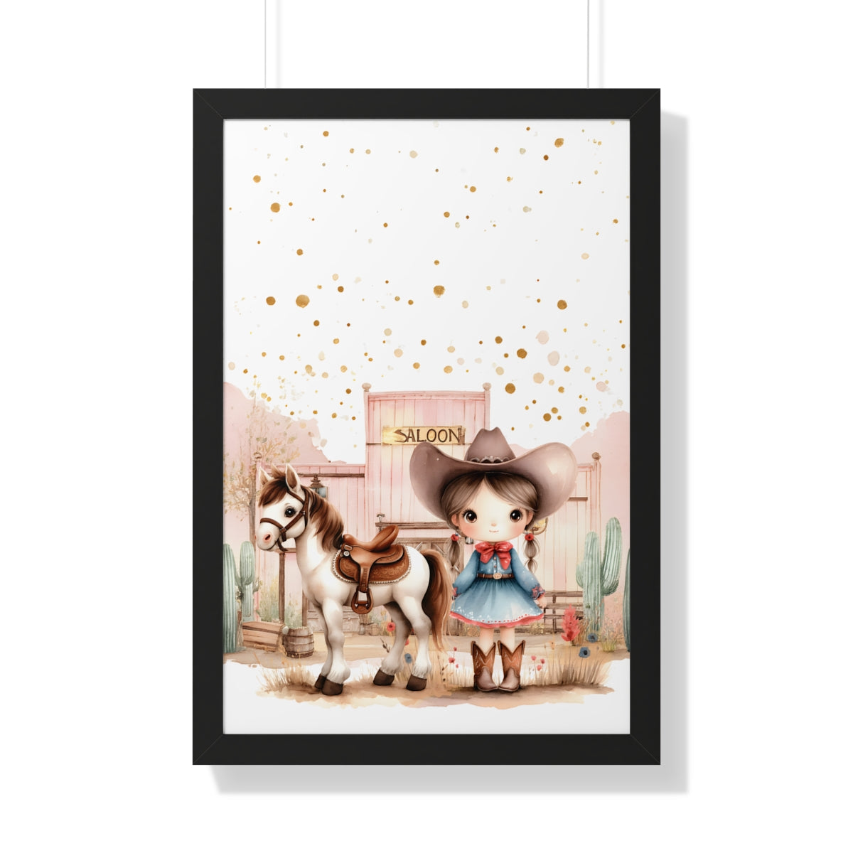Charming Cowboy/Cowgirl Art Print, Framed Poster for Kids Room, Baby Boy Nursery Decor, Farm Themed Wall Art, Western Theme Gift