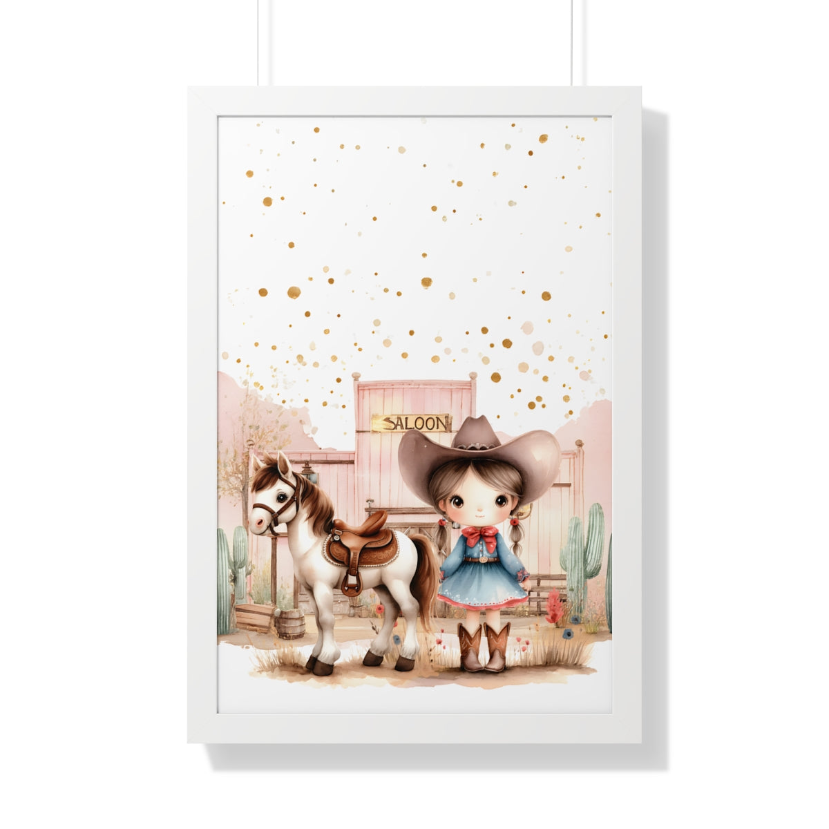 Charming Cowboy/Cowgirl Art Print, Framed Poster for Kids Room, Baby Boy Nursery Decor, Farm Themed Wall Art, Western Theme Gift