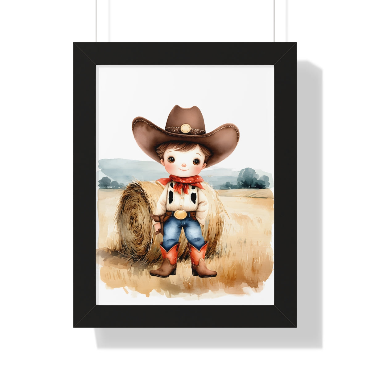 Charming Cowboy/Cowgirl Art Print, Framed Poster for Kids Room, Baby Boy Nursery Decor, Farm Themed Wall Art, Western Theme Gift