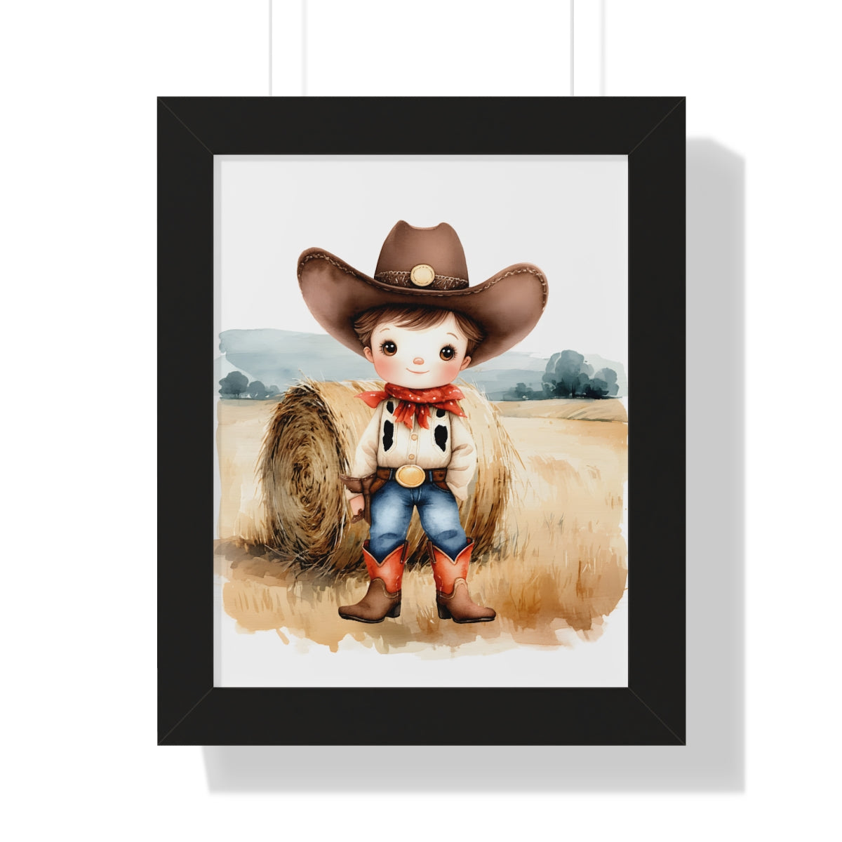 Charming Cowboy/Cowgirl Art Print, Framed Poster for Kids Room, Baby Boy Nursery Decor, Farm Themed Wall Art, Western Theme Gift