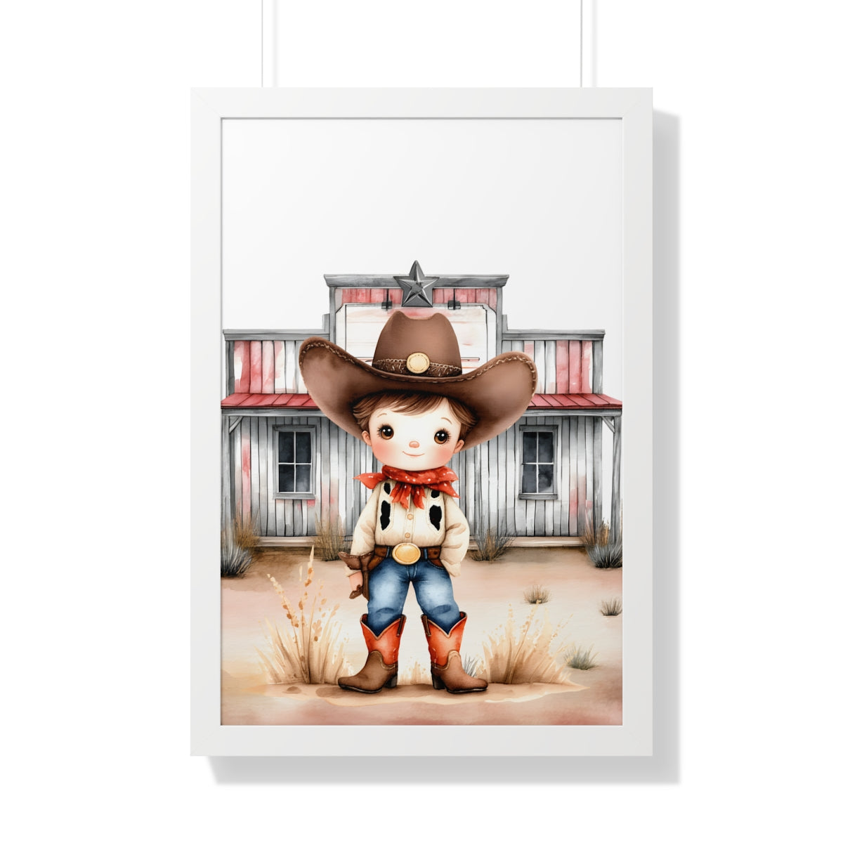 Charming Cowboy/Cowgirl Art Print, Framed Poster for Kids Room, Baby Boy Nursery Decor, Farm Themed Wall Art, Western Theme Gift