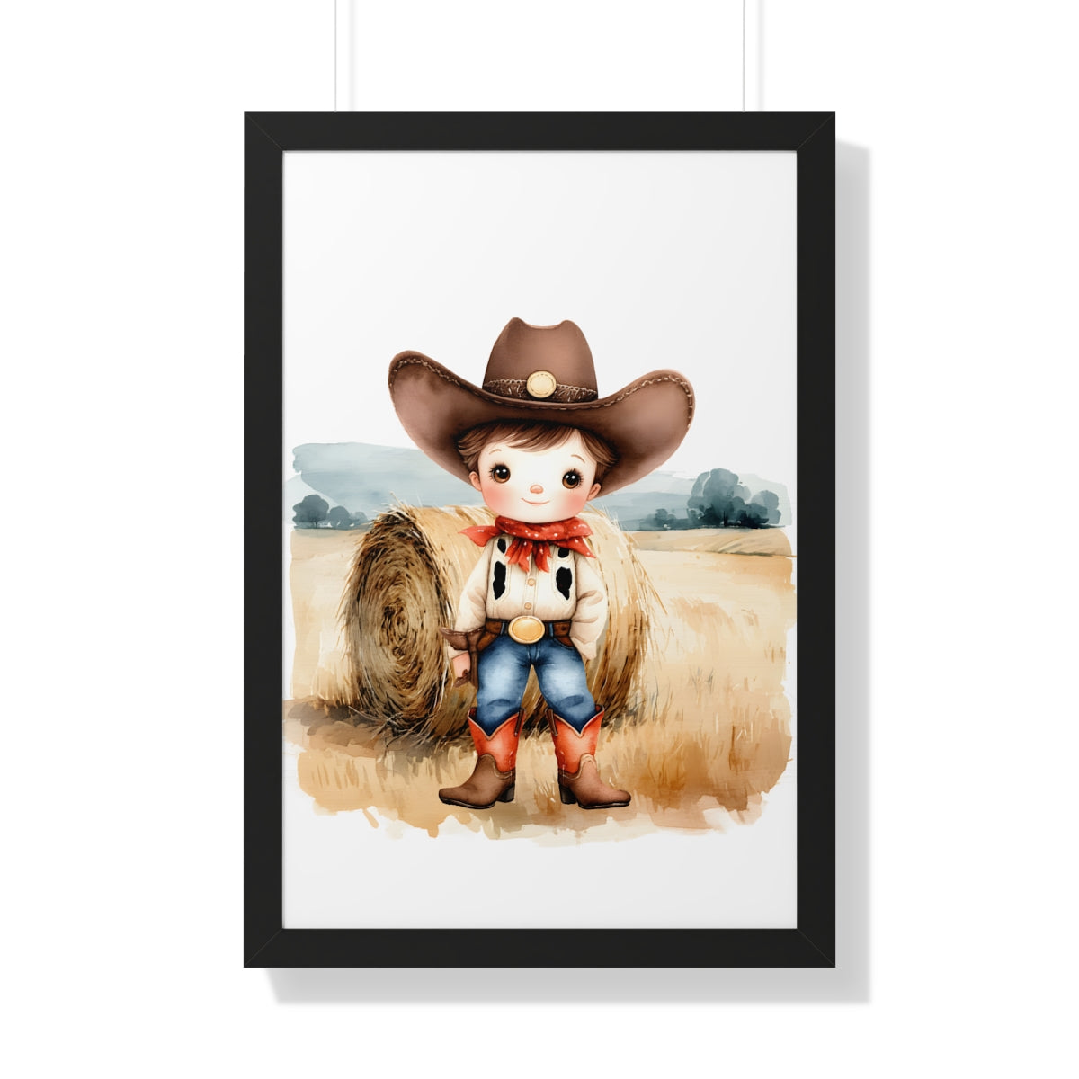 Charming Cowboy/Cowgirl Art Print, Framed Poster for Kids Room, Baby Boy Nursery Decor, Farm Themed Wall Art, Western Theme Gift