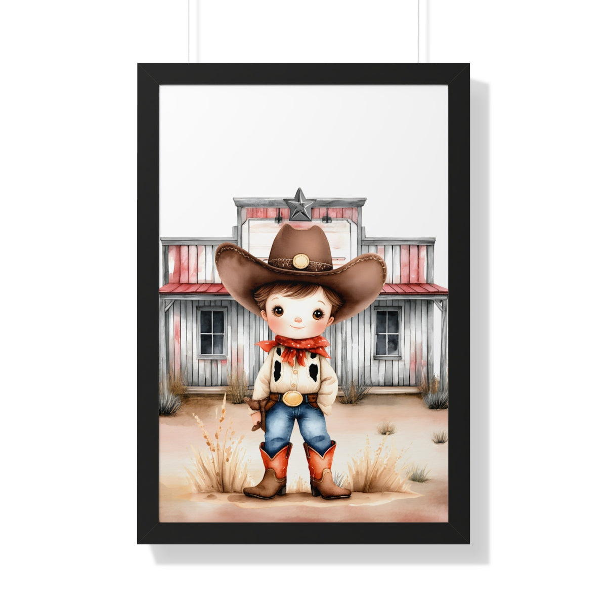 Charming Cowboy/Cowgirl Art Print, Framed Poster for Kids Room, Baby Boy Nursery Decor, Farm Themed Wall Art, Western Theme Gift