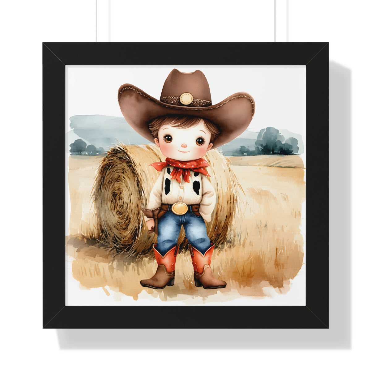 Charming Cowboy/Cowgirl Art Print, Framed Poster for Kids Room, Baby Boy Nursery Decor, Farm Themed Wall Art, Western Theme Gift