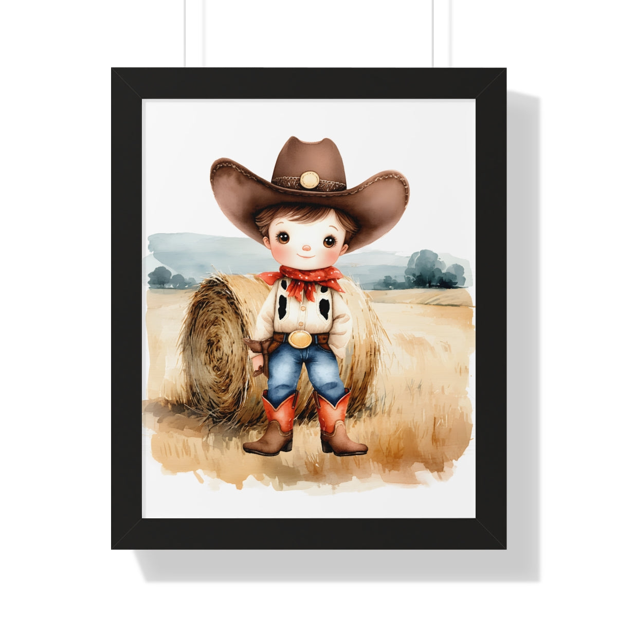 Charming Cowboy/Cowgirl Art Print, Framed Poster for Kids Room, Baby Boy Nursery Decor, Farm Themed Wall Art, Western Theme Gift