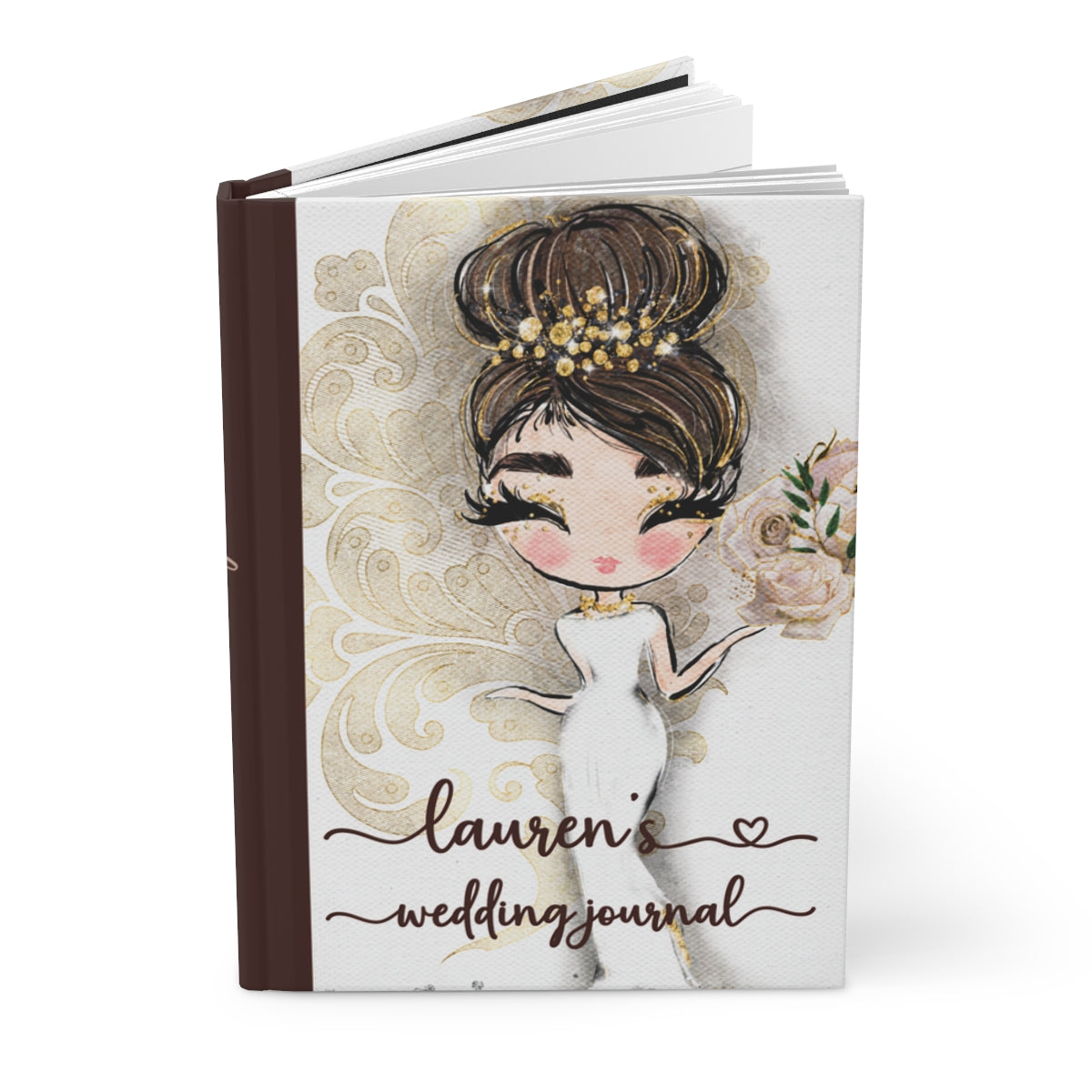 Personalised Hardcover Wedding Journal Matte, Country and Western, Whimsical Bride, awd-1773