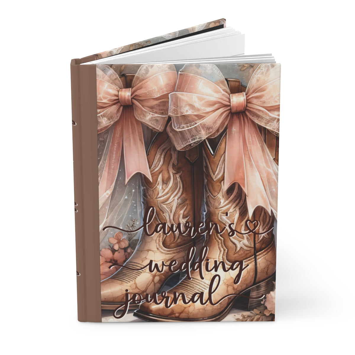 Personalised Hardcover Wedding Journal Matte, Country and Western, Country Boots, awd-1771
