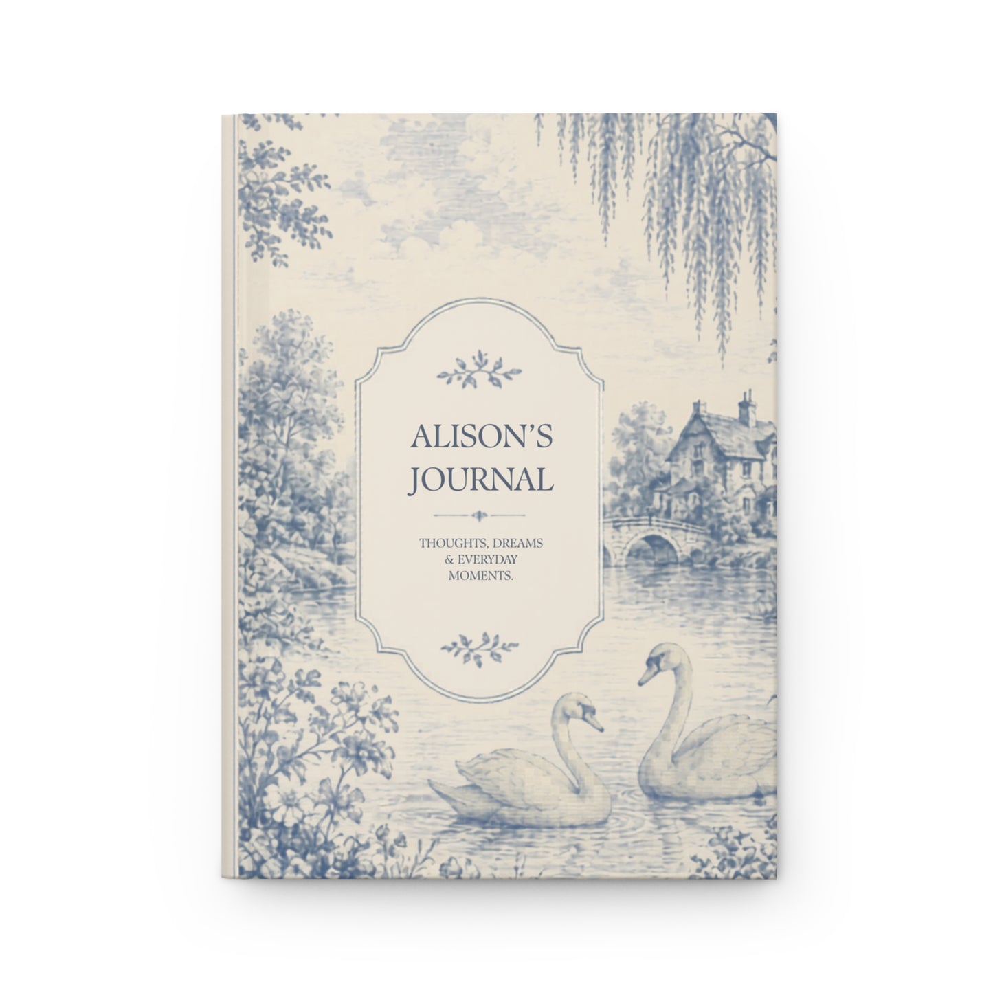 Custom Matte Hardcover Journal, Personalized Writing Notebook, Blue Vintage Style, Elegant Gift for Her, Unique Journal for Writers