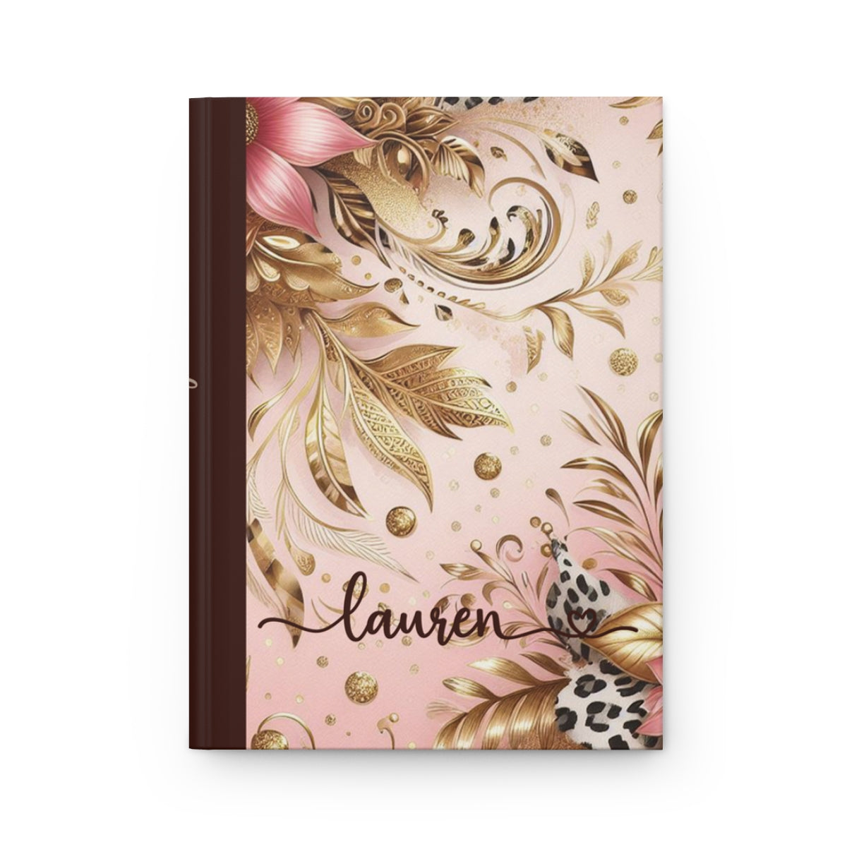 Personalised Hardcover Wedding Journal Matte, Country and Western, Pink Floral, awd-3081