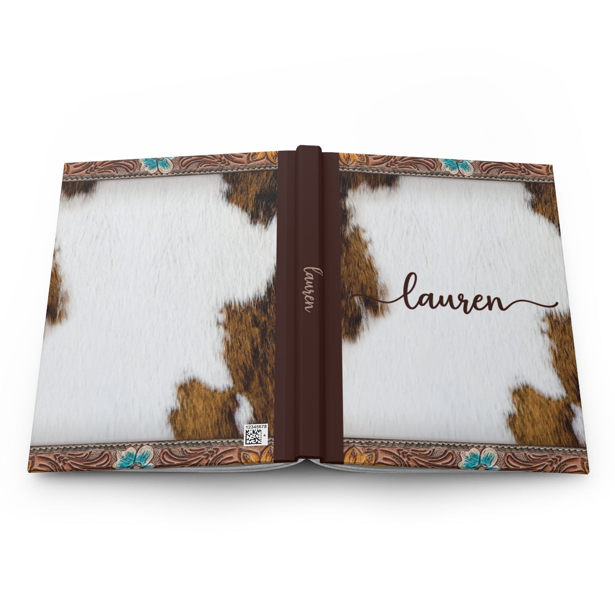Personalised Hardcover Wedding Journal Matte, Country and Western, Cowhide and Leather Look, awd-1777
