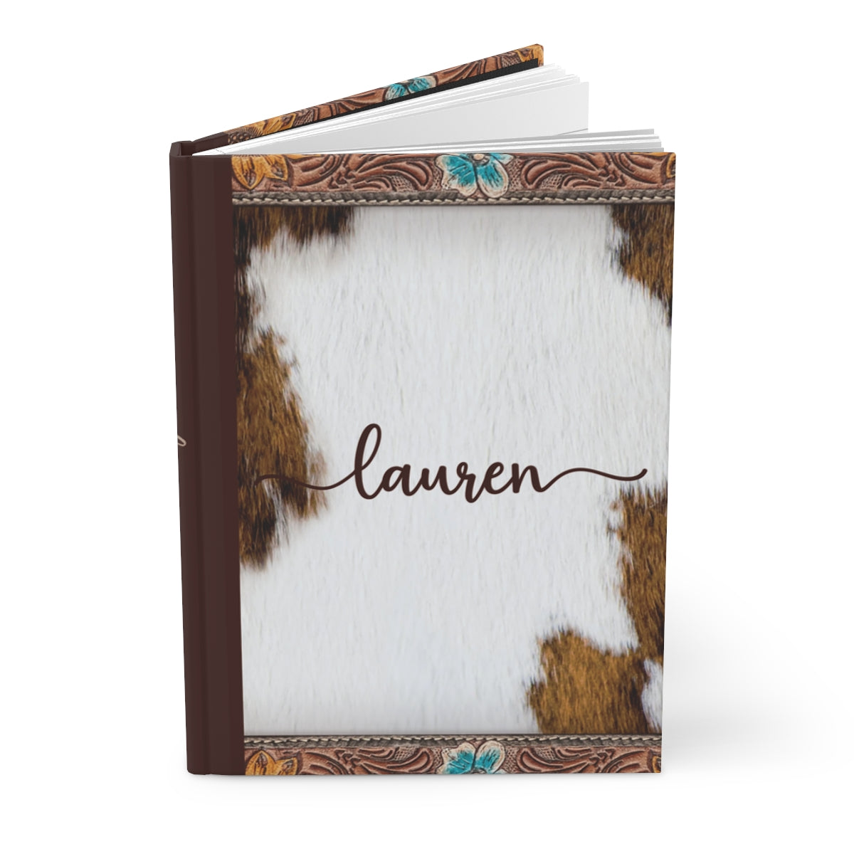 Personalised Hardcover Wedding Journal Matte, Country and Western, Cowhide and Leather Look, awd-1777