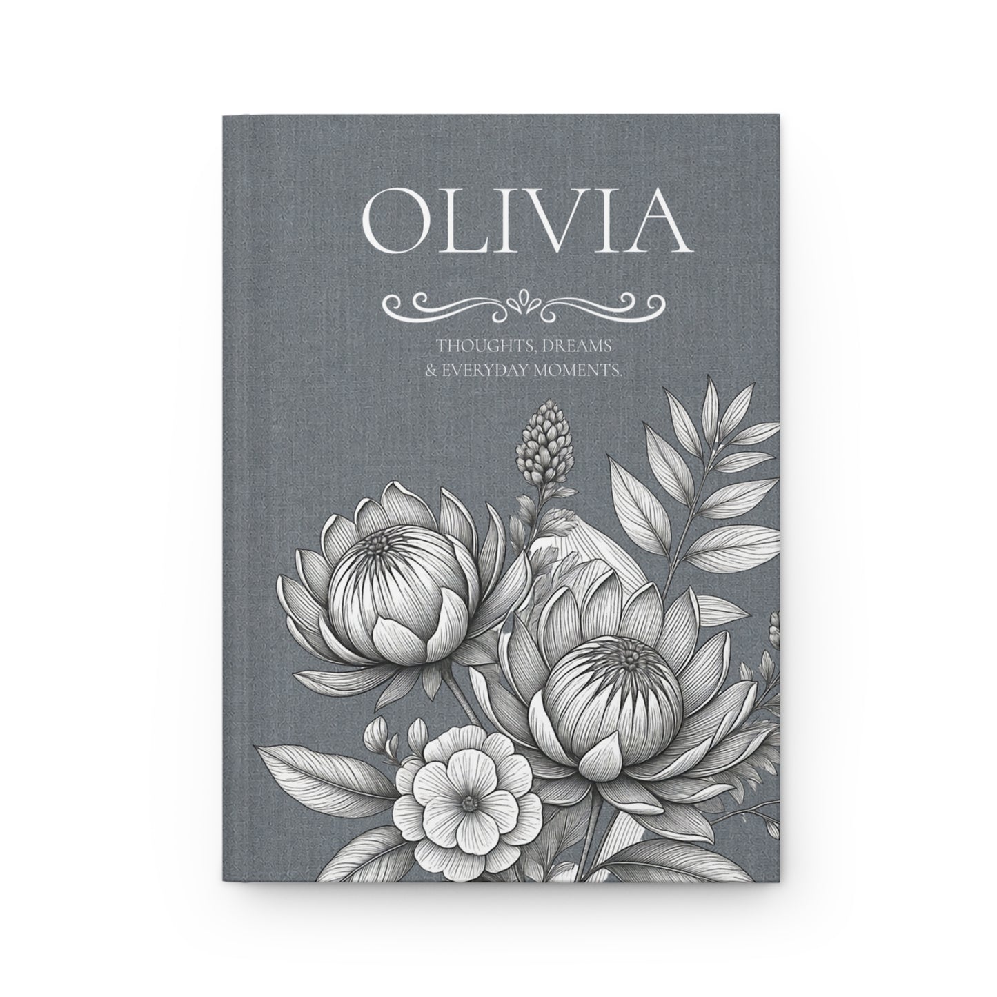 Personalized Linen-look Journal | Custom Hardcover Notebook | Australian Botanical Journal | Elegant Name Notebook