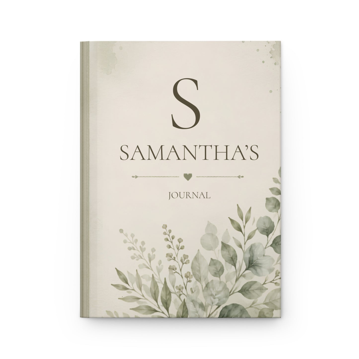 Personalized Journal Matte Hardcover, Lined Hardcover Notebook, Custom Name Journal Gift, Elegant Botanical Design, Creative Writing