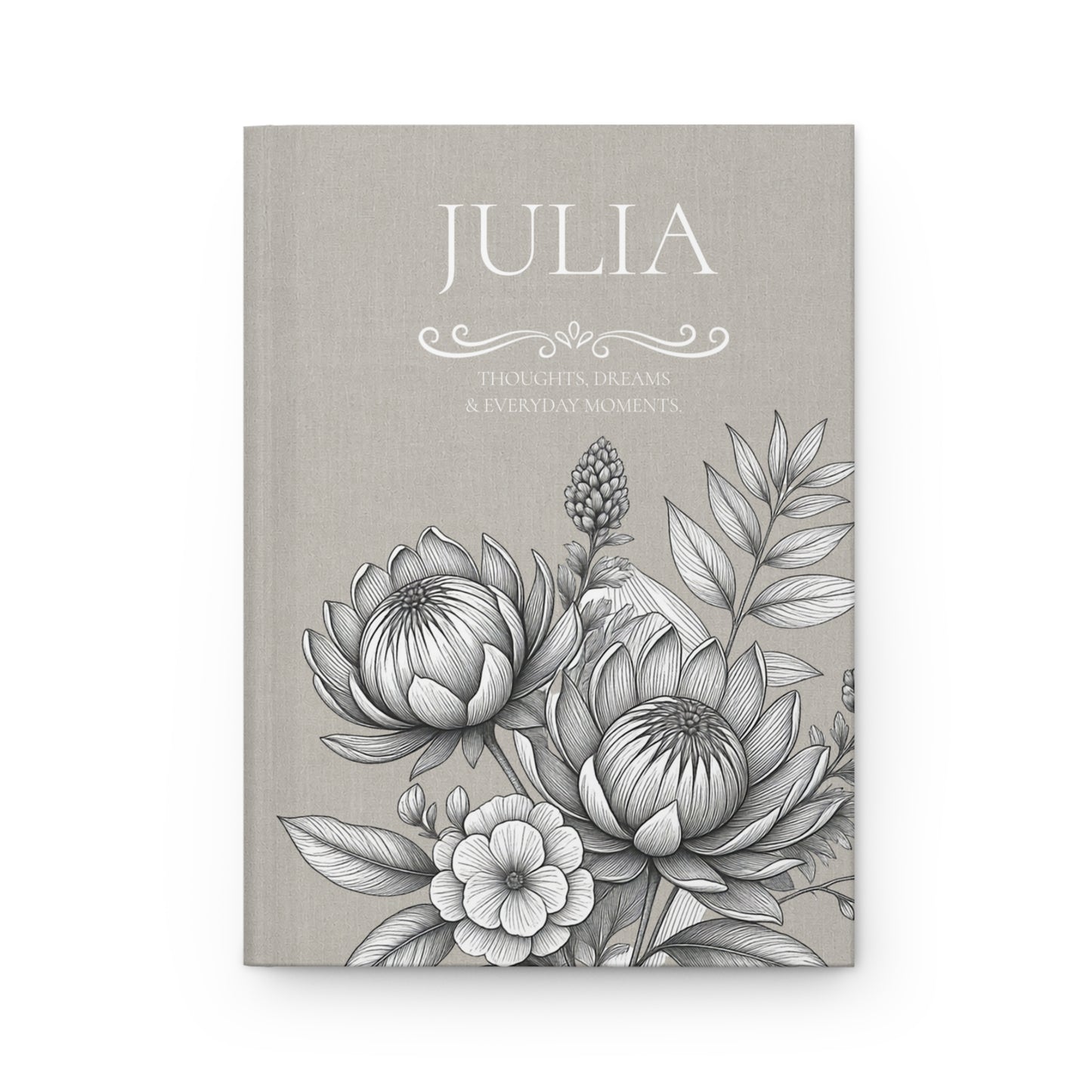 Personalized Linen-look Journal | Custom Hardcover Notebook | Australian Botanical Journal | Elegant Name Notebook